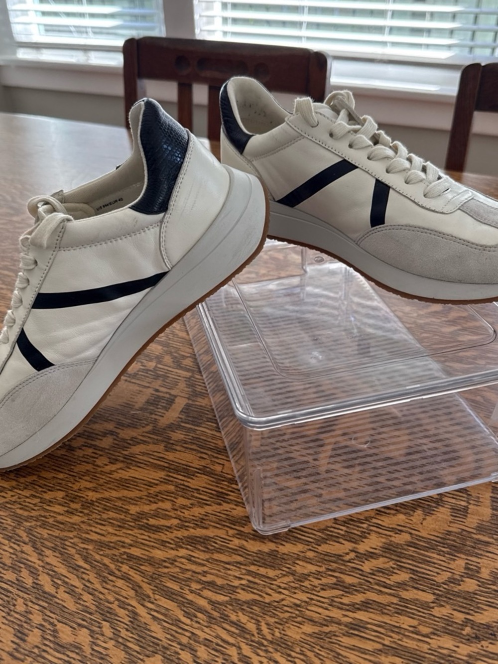 Vince White Sneakers with Black Accent Stripe